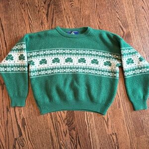 Irish Wool Sweater with Shamrocks / Clovers St Patrick’s Day